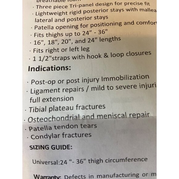 Vaki-T Universal Knee Immobilizer Tri-Panel Design With Adjustable Stays & Strap - Picture 6 of 9